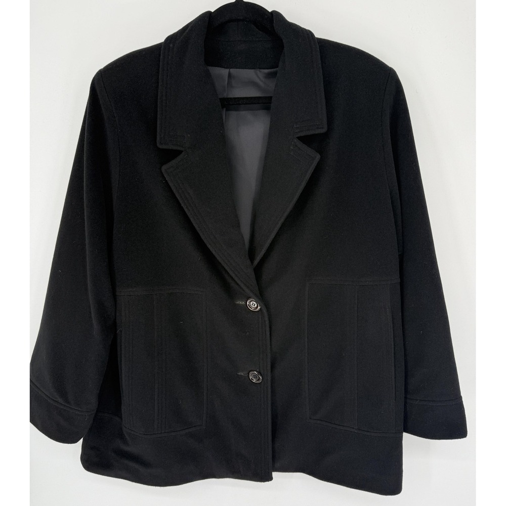 JULI de ROMA Jacket Womens 46 XL Black Two Button Patch Pocket Lined Made in USA
